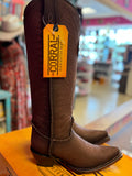 CORRAL WOMEN'S BROWN EMBROIDERY & WOVEN METALLIC WELT TALL TOP WESTERN BOOT - A5087