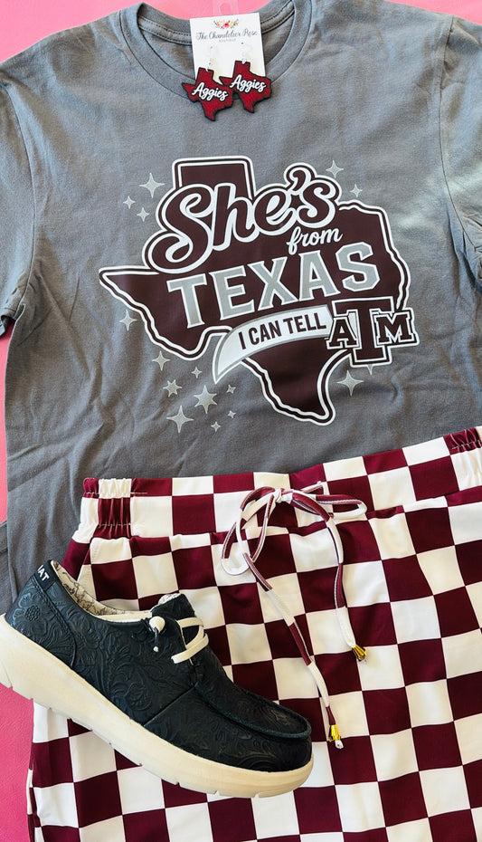 SHE’S FROM TEXAS A&M I CAN TELL - CHARCOAL GREY