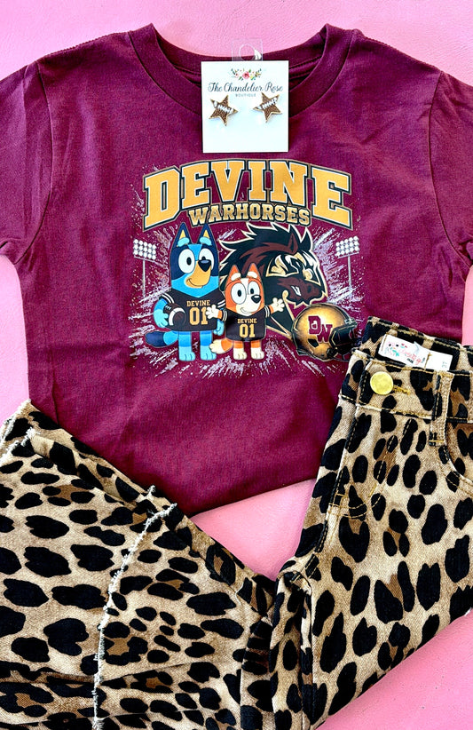 TODDLER & YOUTH BLUEY DEVINE WARHORSES TEE - MAROON