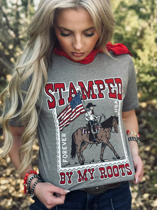 STAMPED BY MY ROOTS TEE - ASH