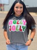 HOLLY JOLLY BLACK MINERAL WASH TEE