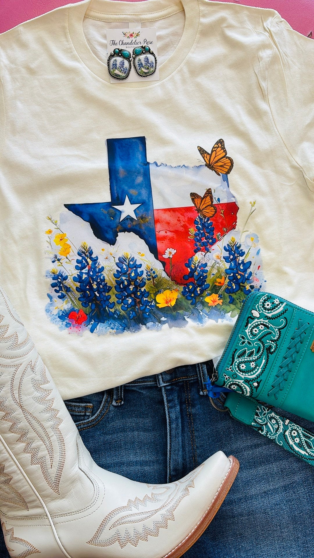 TEXAS BLUEBONNETS TEE - CREAM