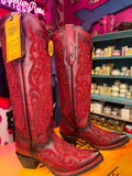 CORRAL WOMEN'S RED SUEDE OVERLAY & CRYSTAL TALL WESTERN BOOT - A4869
