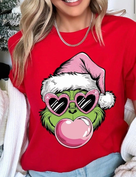 MR. GRINCH BUBBLE GUM TEE - RED