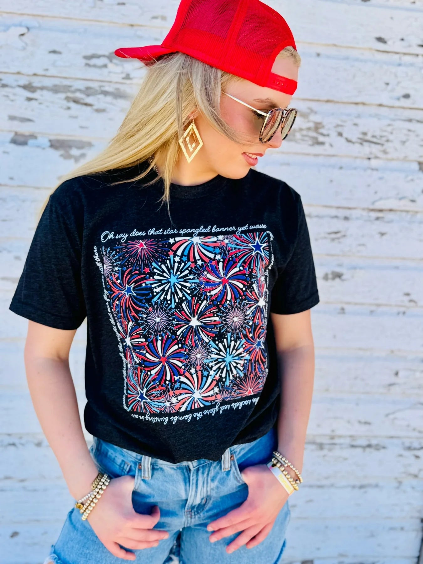 FIREWORKS TEE - CHARBLACK