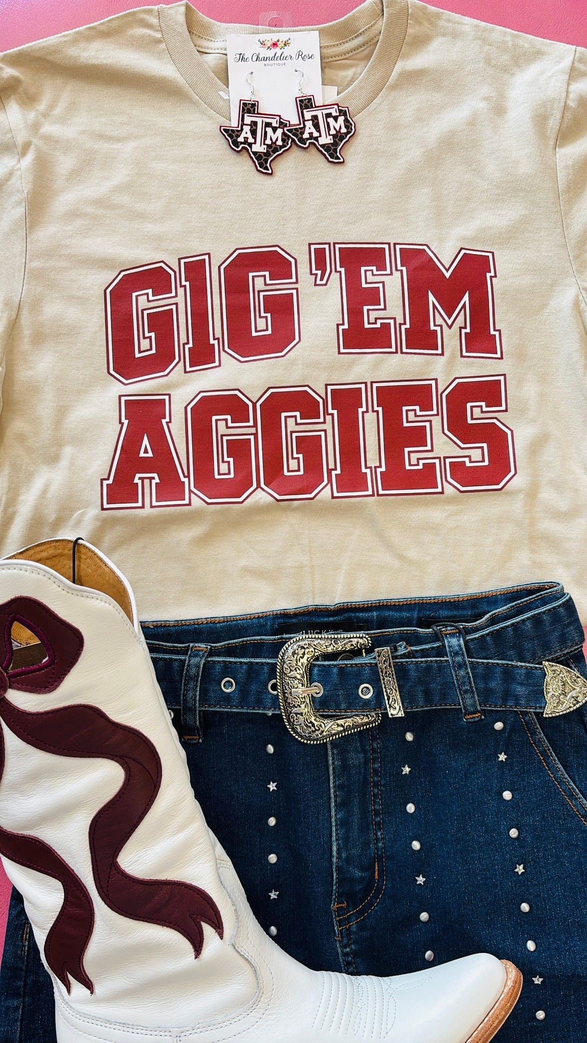 GIG 'EM AGGIES TEE - SAND