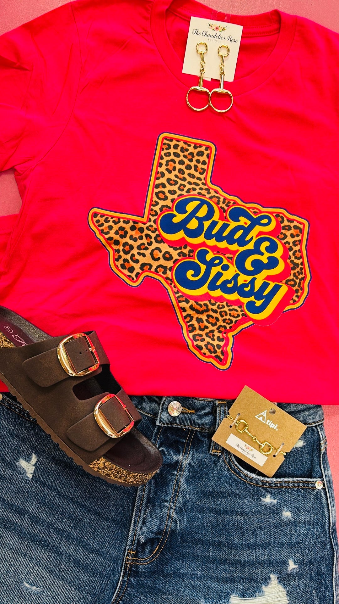 BUD N SISSY LEOPARD TEE - FUSCHIA