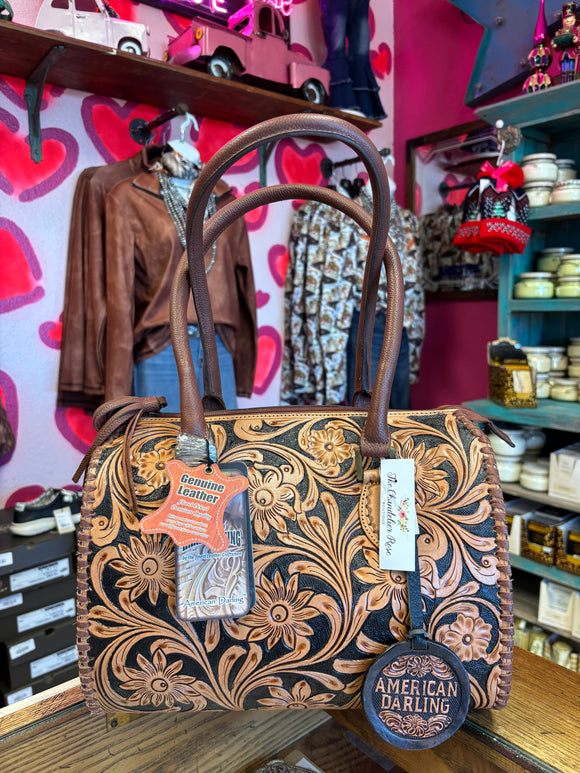 AMERICAN DARLING Tote Hand Tooled Genuine Leather Women Bag - ADBGA1046