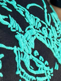 ROUGHRIDER IN TURQUOISE PUFF TEE - BLACK