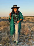 TURQUOISE CHARLIE FRINGE KIMONO