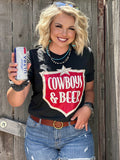 COWBOYS AND BEER TEE - CHARBLACK