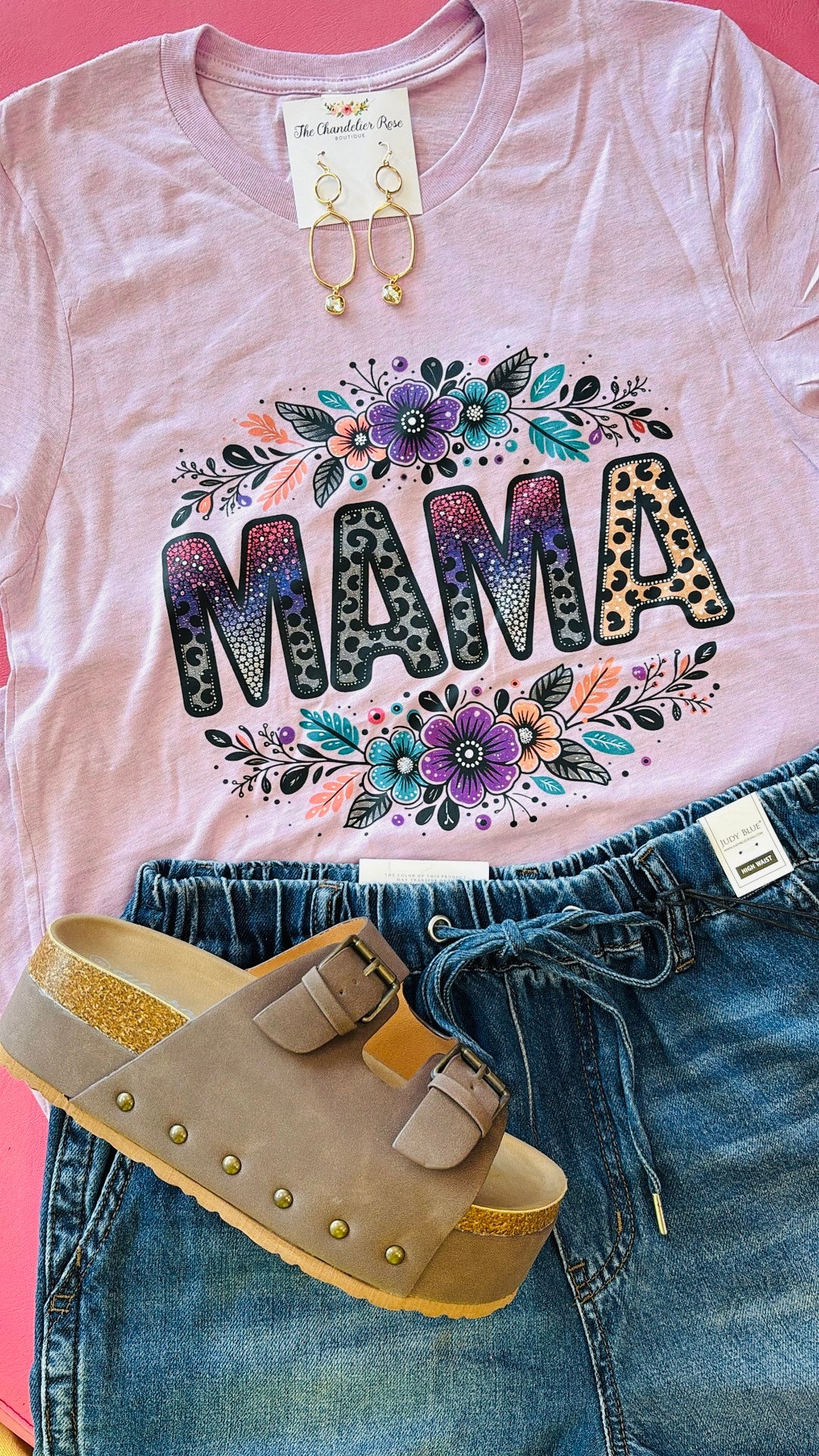 MAMA FLORAL LEOPARD TEE - LILAC