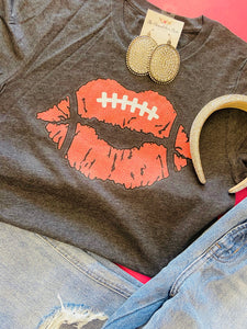 FOOTBALL LIPS TEE - DARK GREY