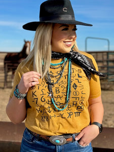 BRANDED IN BLACK INK TEE - ANTIQUE GOLD