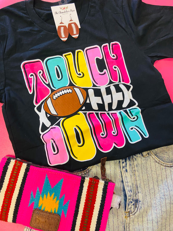 TOUCHDOWN OF MULTI COLORS TEE - BLACK