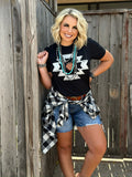 THE DURANG0 AZTEC WESTERN TEE - SOLIDBLACK