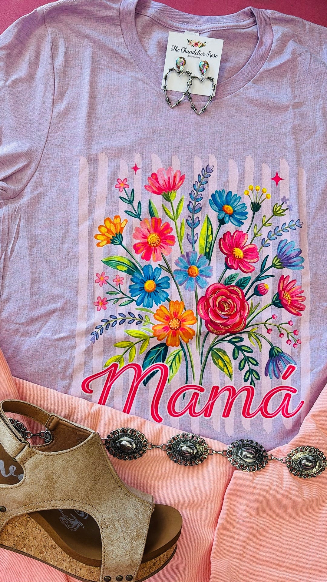 MAMA FLOWERS TEE - LIGHT PURPLE