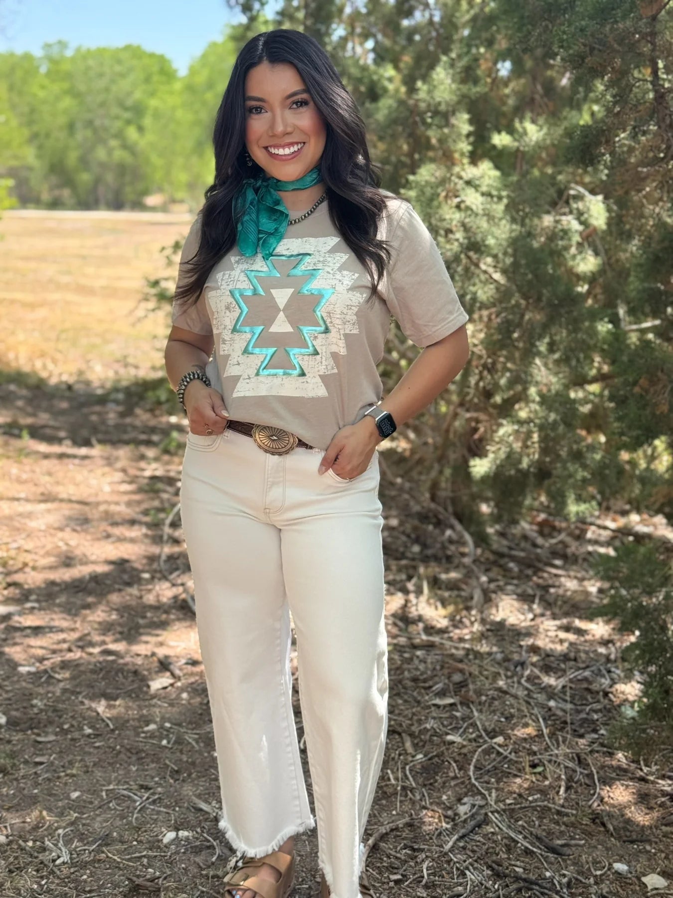 EMMY AZTEC TEE - HEATHER TAN