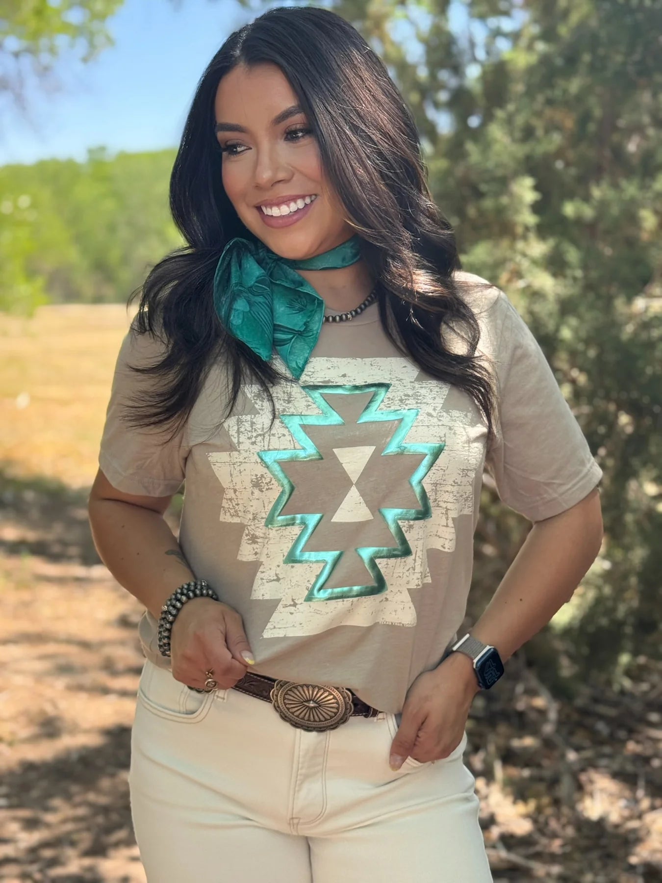 EMMY AZTEC TEE - HEATHER TAN