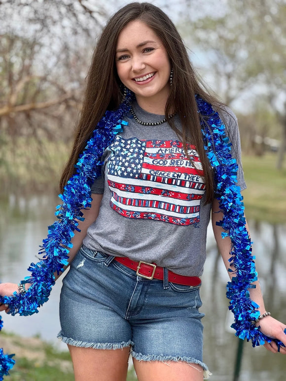 AMERICAN FLAG TEE - GREY