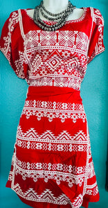 READY FOR FIESTA EMBROIDERY DRESS  - TOMATO IVORY COLOR