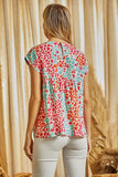 OFF THE SHOULDER LEOPARD PRINT EMBROIDERY TOP - MULTI COLOR
