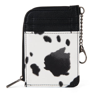 Wrangler Wrangler Cow Print Mini Zip Card Case Black