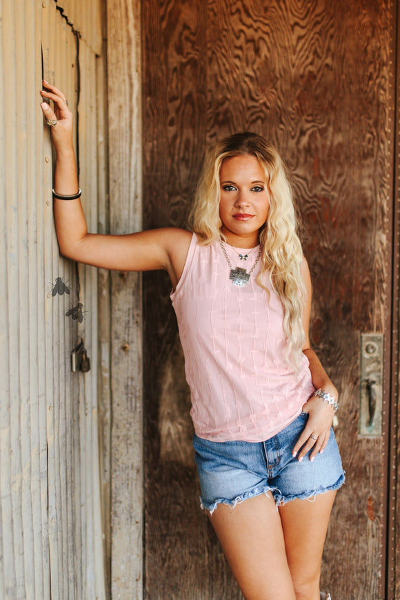 MY LADY LACE  SLEEVELESS TOP - DUSTY ROSE