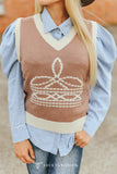 BEIGE IVORY BOOT STITCH KNIT VEST