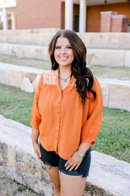 THE JANE BURNT ORANGE TOP