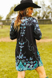 TURQUOISE STONE PRINTED BLACK CARDIGAN