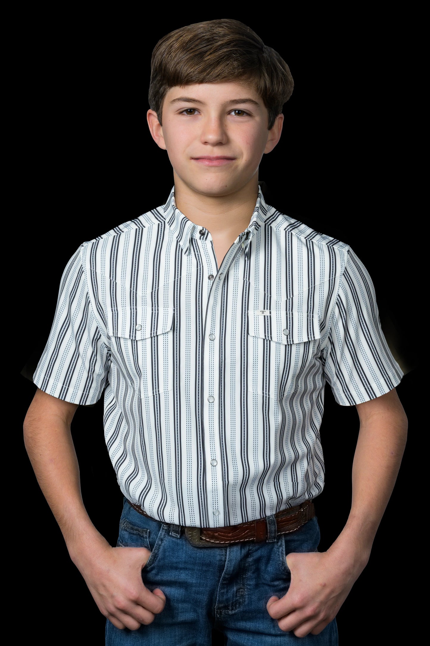 FERRELL KID'S JAKE IN WHITE SHORT SLEEVE SNAP