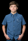 FERRELL KID'S SHORT SLEEVE SNAP SHIRT - BLUE