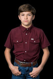 FERRELL KID'S SHORT SLEEVE SNAP SHIRT - MAROON
