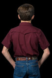 FERRELL KID'S SHORT SLEEVE SNAP SHIRT - MAROON