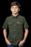 FERRELL KID'S SHORT SLEEVE SNAP SHIRT - OLIVE