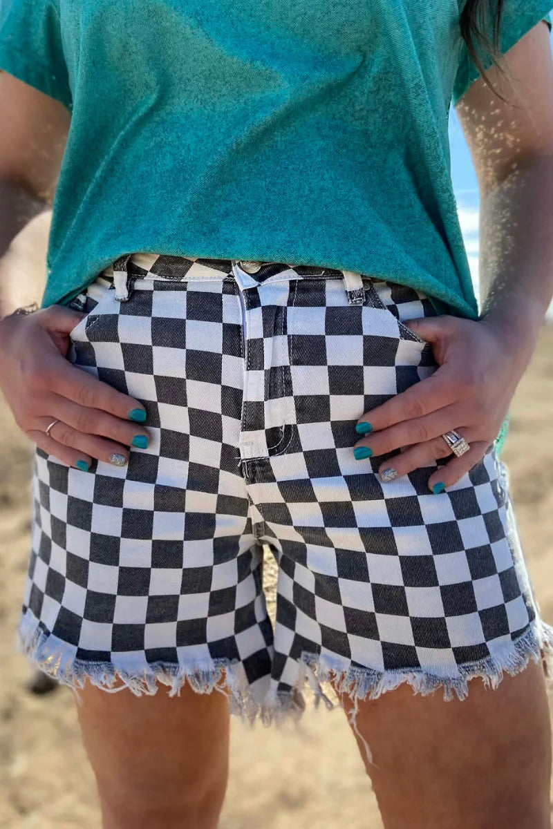 KREEK DENIM SHORTS - CHECK
