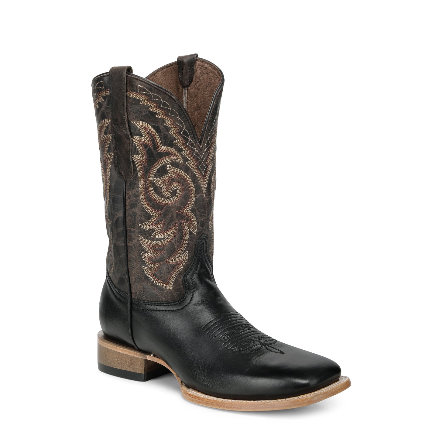 CIRCLE G BY CORRAL MEN'S BLACK EMBROIDERY WIDE SQUARE TOE WESTERN BOOT - L6359