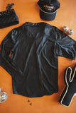 LEATHER LUX LONG SLEEVE TOP - MIDNIGHT