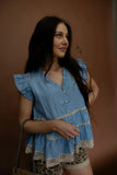 LLANO LACE DENIM TOP