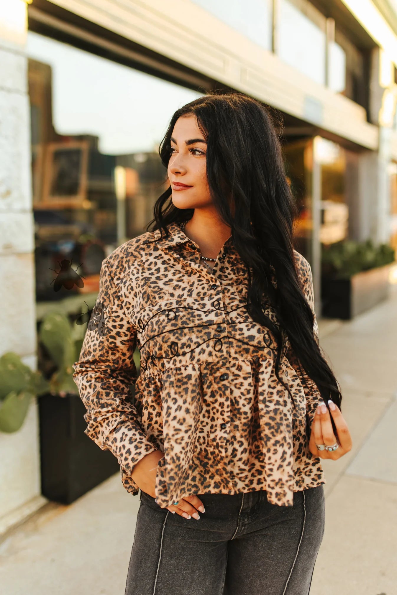 LOOPTY LOU LONGSLEEVE TOP - LEOPARD