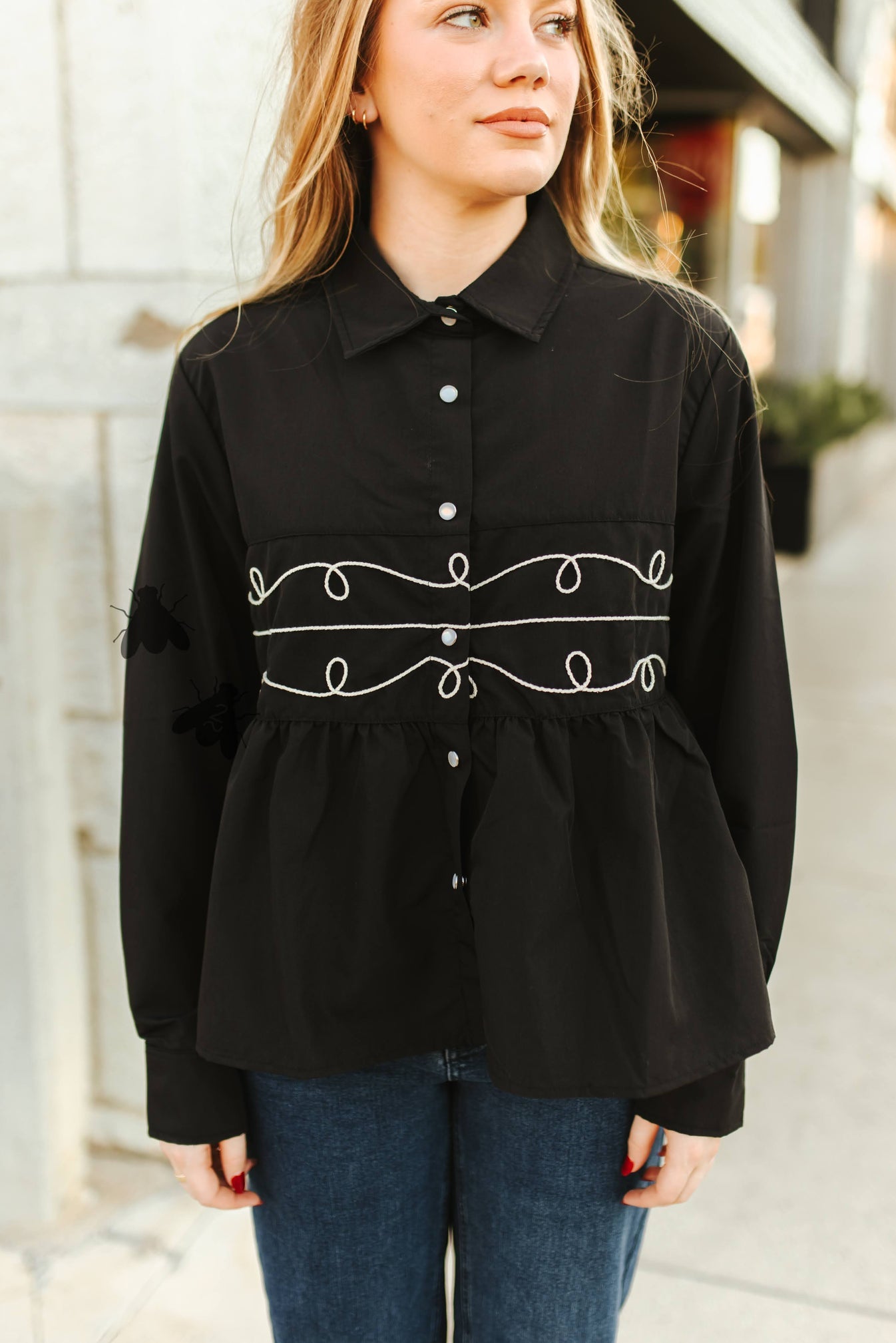 LOOPTY LOU LONGSLEEVE TOP - MIDNIGHT