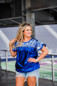 THE MAHER TOP - METALLIC BLUE