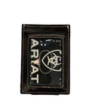 ARIAT MONEY CLIP FEATHER EMBOSSED BROWN