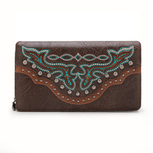 Montana West Embroidered Wallet - Brown