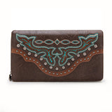 Montana West Embroidered Wallet - Brown