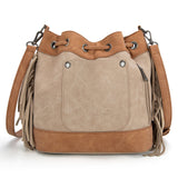 Montana West Embroidered Collection Drawstring Shoulder Bag/Crossbody - Tan