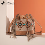 Montana West Embroidered Collection Drawstring Shoulder Bag/Crossbody - Tan