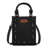 Montana West Embroidered Aztec Small Tote/Crossbody - Black