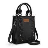 Montana West Embroidered Aztec Small Tote/Crossbody - Black